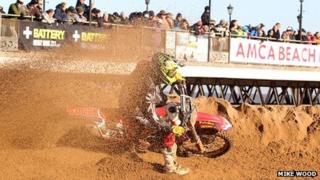 Motorcyclist at Skegness beach