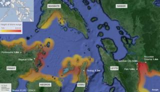 Map showing areas affected by the storm surge