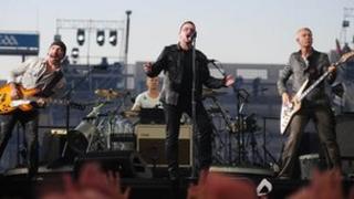 U2 on stage in Dublin