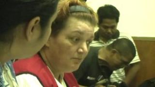 Andrea Waldeck in court in Surabaya