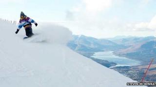 Snowboarder at Nevis Range
