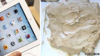 iPad and lump of clay (composite)
