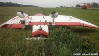 Aircraft in field - Midlands Air Ambulance