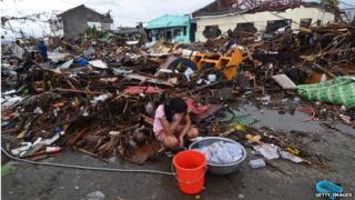 Survivor of the typhoon that has devastated the Philippines