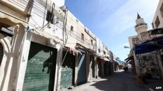 Tripoli shops closed for a strike on 17 November 2013