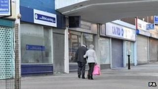 Street of vacant shops