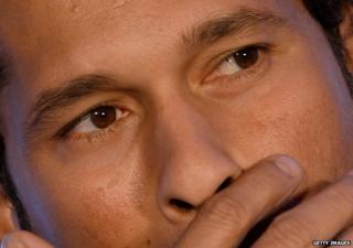 Close up of Indian cricket legend Sachin Tendulkar