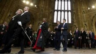 David Cameron and Ed Miliband in central lobby