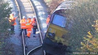 The train after the derailment