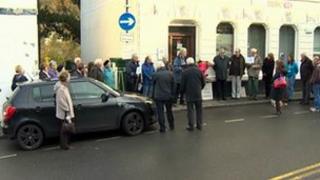 Protest outside HSBC, Llangollen