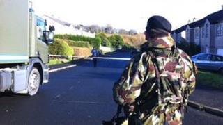 Irish security forces at the scene of the explosion