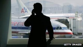 Man on phone at airport