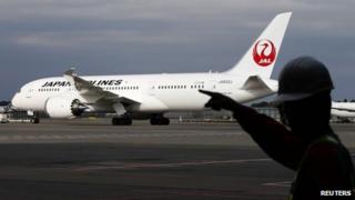Japan Airlines (JAL) 787 Dreamliner plane at Narita international airport on 11 November 2013
