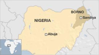 Map of Sandiya, Borno state, Nigeria