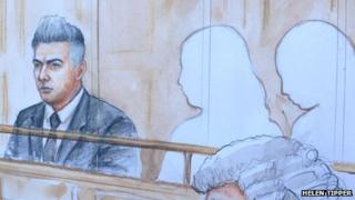 Ian Watkins, left, two female defendants