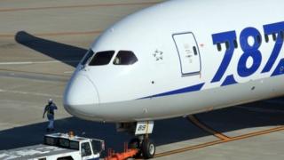 An All Nippon Airways (ANA) Boeing 787 passenger jet at Tokyo's Haneda Airport on 30 October 2013