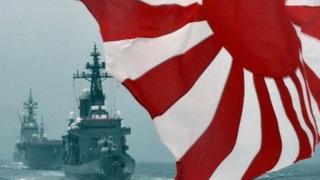Japanese Navy ships take part in an October 14, 2012, military review.