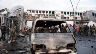 Scene of suicide bombing in Sumariyah near Damascus - 24 November