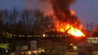 Swindon Skips fire at its height