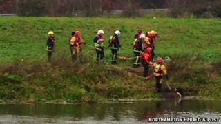 Horse being rescued from River Nene