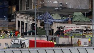 The scene of the helicopter crash in Glasgow