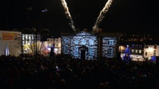 The celebrations culminated in a light show in the city centre