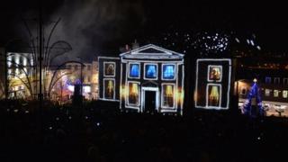 The city's Georgian architecture provided the backdrop for the light show