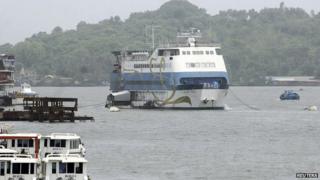 Casino Royale Goa, an off-shore casino on a ship, is pictured anchored on the Mandovi river which runs through Goa"s capital Panaji