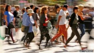 People walking at a shopping street in Australia
