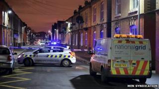 A street in Salford cordoned off by the police