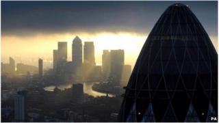 The Gherkin and Canary Wharf