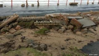 Damage to the seafront in Rhyl