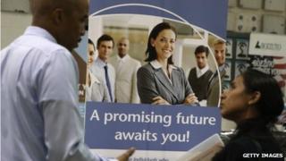 A woman at a jobs fair in Maryland in the US