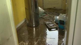 Homes have been left damaged by the flood water from Thursday
