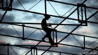 A construction worker in India