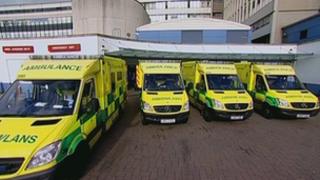 Ambulances queuing outside hospital