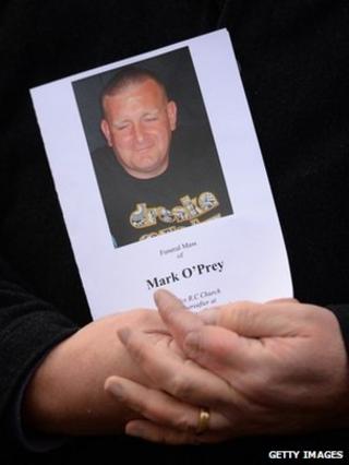 Order of service for Mar O'Prey's funeral
