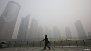Smog in Shanghai on 6 December 2013