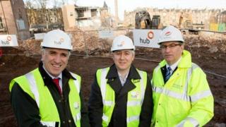 Paul McGirk (Chief Executive Hub South East Scotland), Cllr Paul Godzik (Education Convener for the City of Edinburgh Council) and Gordon Milne (Morrison Construction Project Director)