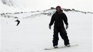 Snowboarder at ski resort