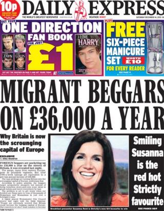 Daily Express front page 14/12/13