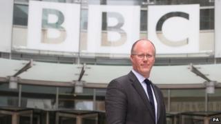 George Entwistle outside New Broadcasting House