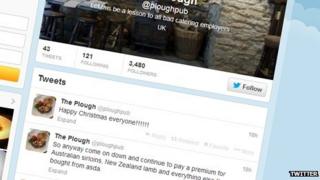 Plough pub twitter feed