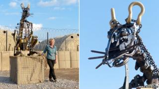 Anna Redwood with her desert rat sculpture