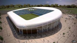 Outside view of proposed CCFC stadium