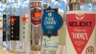 bottles of fake vodka