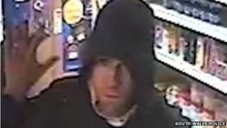 CCTV image of suspect in Cwmgors mini market raid