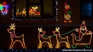 Christmas lights display in Greyhound Close