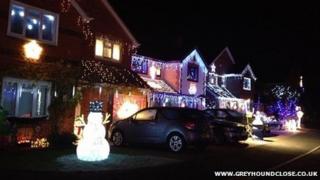 Christmas lights display in Greyhound Close