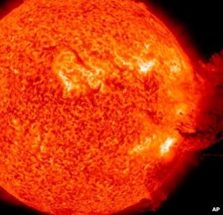 Sun unleashing a solar flare a minor radiation storm on 7 June 2011